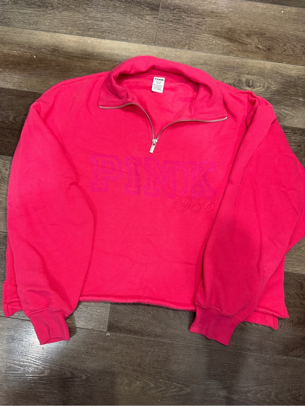 PINK Victoria's Secret Hot Pink 1/4 Zip Pullover Sweatshirt